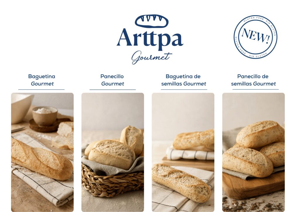 Nueva Gama Gourmet ARTTPA: pan sin gluten con masa madre y una mezcla de 8 harinas DIPTICO GAMA GOURTMET PORTADA 1024x724 - Nueva Gama Gourmet ARTTPA: pan sin gluten con masa madre y una mezcla de 8 harinas